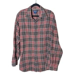 Lands' End XL Tall Flannel Mens Long Sleeve Plaid Casual‎ Outdoor Hiking Camping